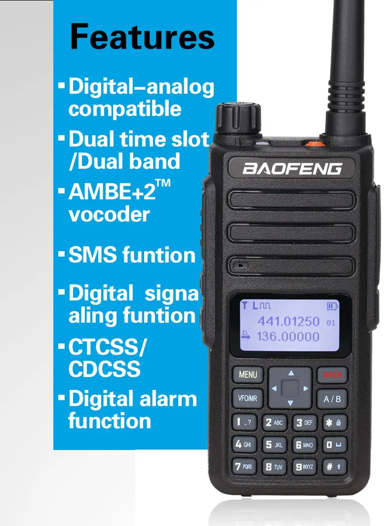 Baofeng DM-1801 цифровая рация dm-860 Dual Band Dual Time слот уровня 1 и 2 ii DMR цифровой/аналоговый Портативный радио машины Зарядное устройство