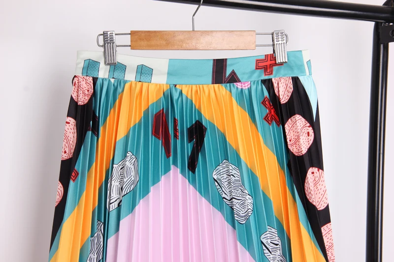 S-xl высокое качество Новая мода в форме пальца цифровая печать плиссированная тонкая темпераментная Повседневная подходящая Женская юбка