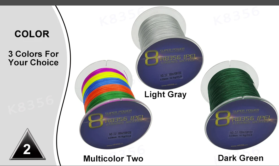 K8356 100M109Yards 8 Stands PE Line Braided Fishing Line 100% PE Multifilament Fishing Line Super Strong High Quality 22-78LB (10)