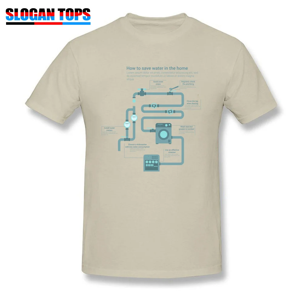  Men T-shirts how to save water Cool Tops Shirts 100% Cotton Fabric O-Neck Short Sleeve Casual Top T-shirts Summer/Autumn how to save water beige