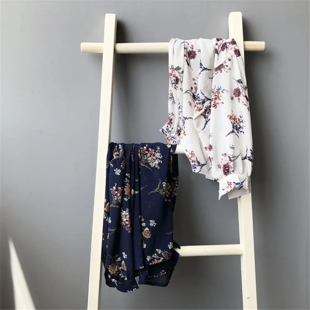 High quality Casual Chiffon Floral Women blouse shirt oversize Long sleeve Loose shirt office wear Flower tops Blusas Camisas (8)
