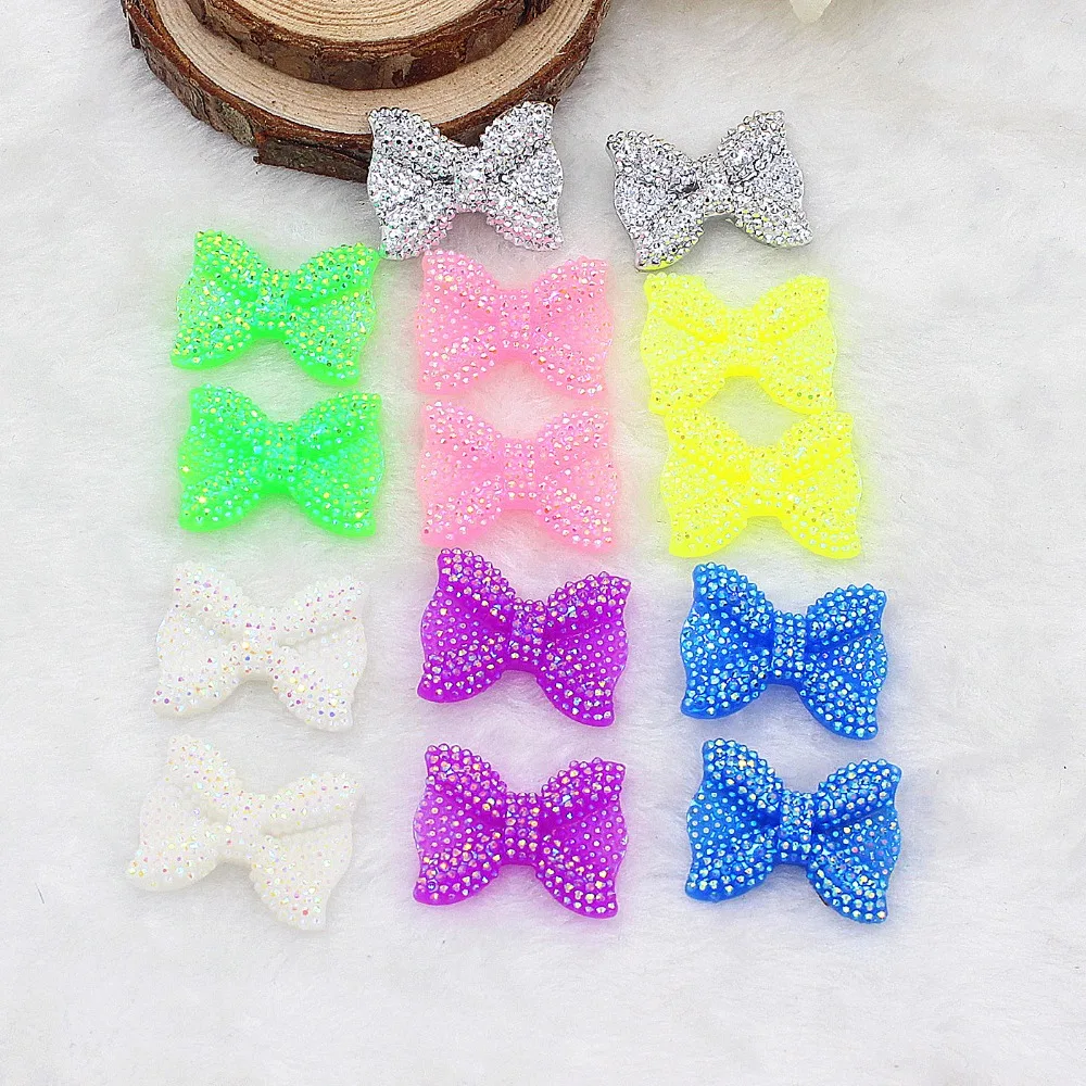 

50pcs/lot kawaii resin bow mix colors resin cabochons accessories 27*21mm