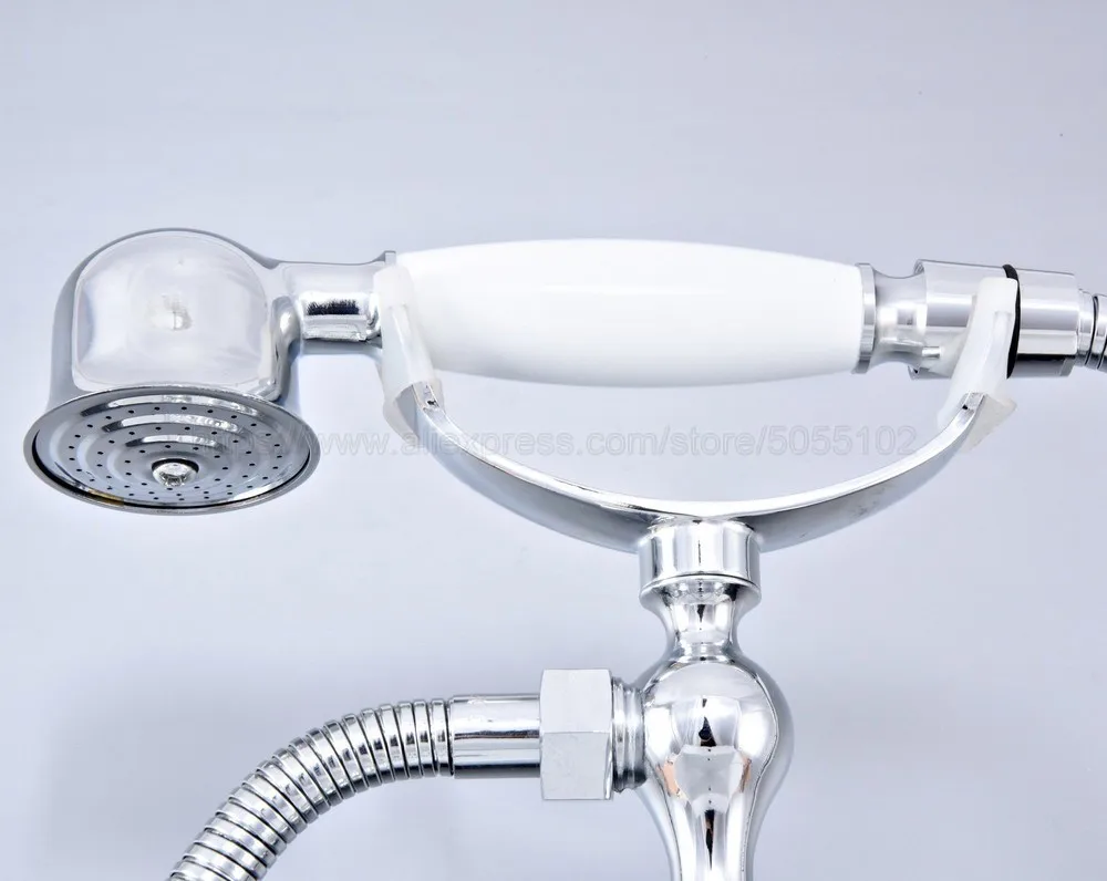 Polished Chrome Bath Tub Faucet Ceramic Handle & Handheld Shower Head Faucet Bathtub faucet set shower faucet set ztf758