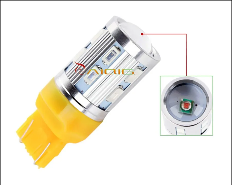 2 шт. 7443 7440 автомобиля светодиодный лампы 12 светодиодов SMD 5730 W21/5 Вт 5 Вт Высокая мощность XPE светодиодный фонарные лампочки Автомобильные светильник источник света парковка Желтый янтарь