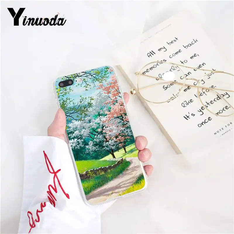 Yinuoda Kawaii японские розовые цветы ТПУ чехол для телефона iPhone 8 7 6 6S Plus X XSMAX 5 5S SE XR 10 11