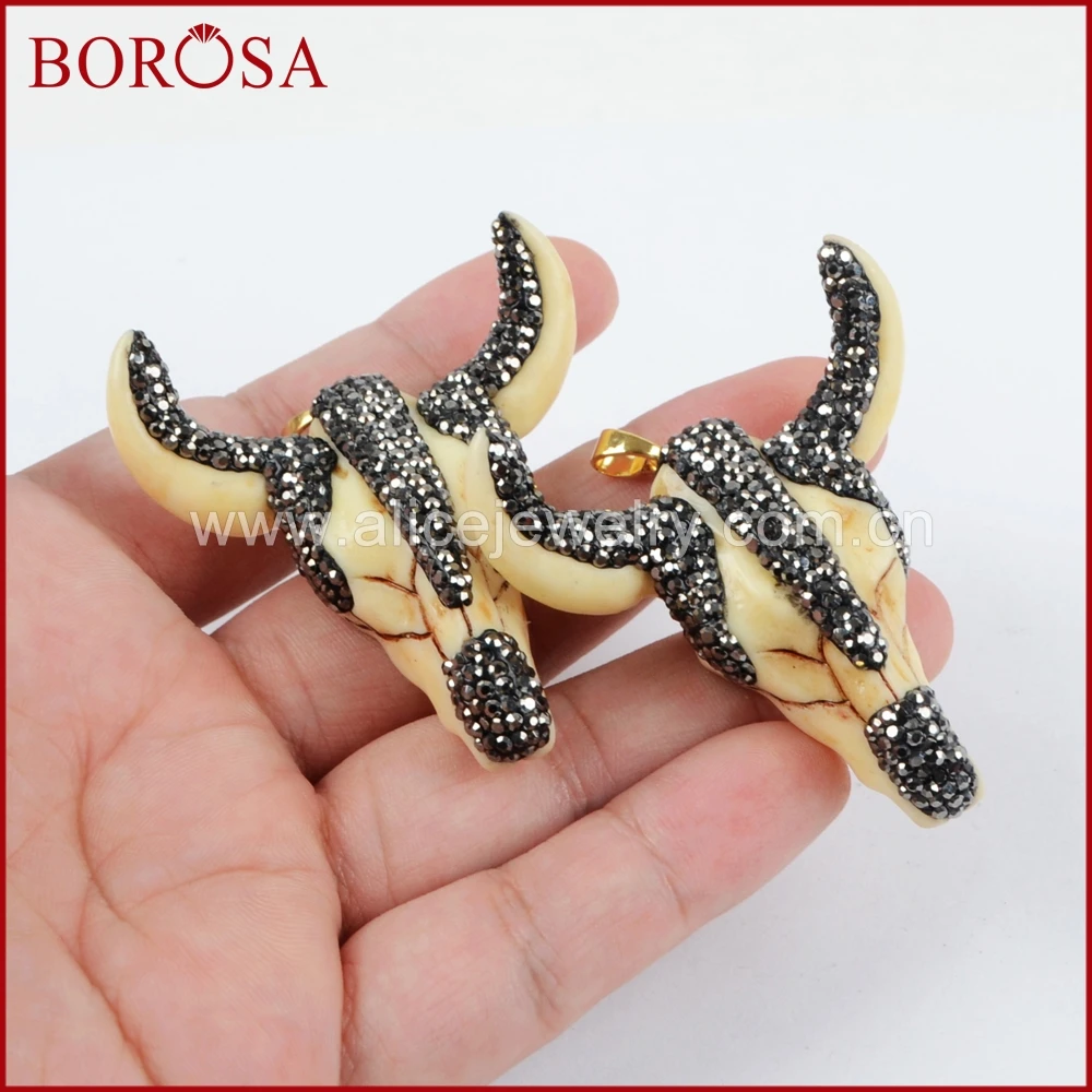 BOROSA 1 шт. кулон головы буйвола крупного рогатого скота Стразы Смолы Головы Быка