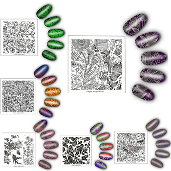 

15pc/set Square Nail Stamping Plate Nail Art Stamping Image Plate Finger AngelA Design Nail Stamp Template