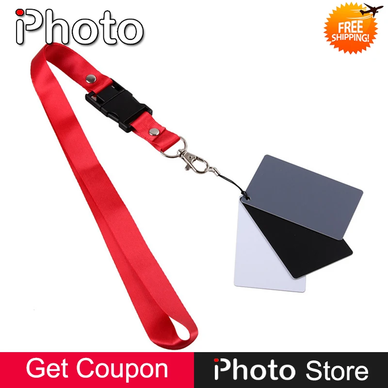 3 in 1 Pocket-Size Digital 18% White Black Grey Balance Cards with Neck Strap Set for Camera Photography Photo Studio | Электроника