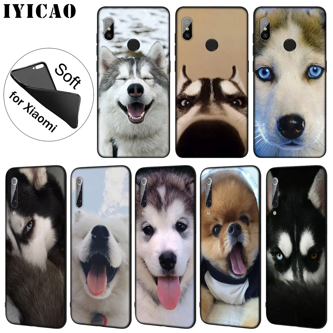 IYICAO Husky Dog cute Soft Silicone Phone Case for Xiaomi Mi 10 9 9T CC9 CC9E 8 SE A3 Pro A1 A2 Lite 6 pocophone f1 mi9 mia2 |