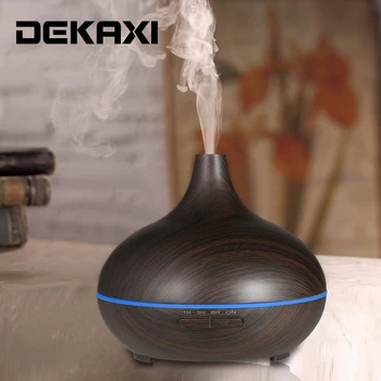 

DEKAXI 300ml Wood Grain Air Humidifier Essential Oil DiffuserAromatherapy Diffusers Aroma Purifier MistMaker Led Light for Home