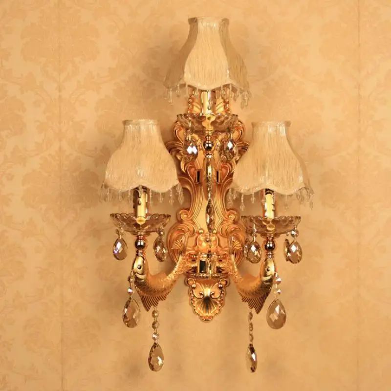 Балкон Настенный бра гостиная большая золотая рыбка настенный светильник с тканевой тенью садовая комнатная настенная лампа светильники крыльцо зеркальные лампы