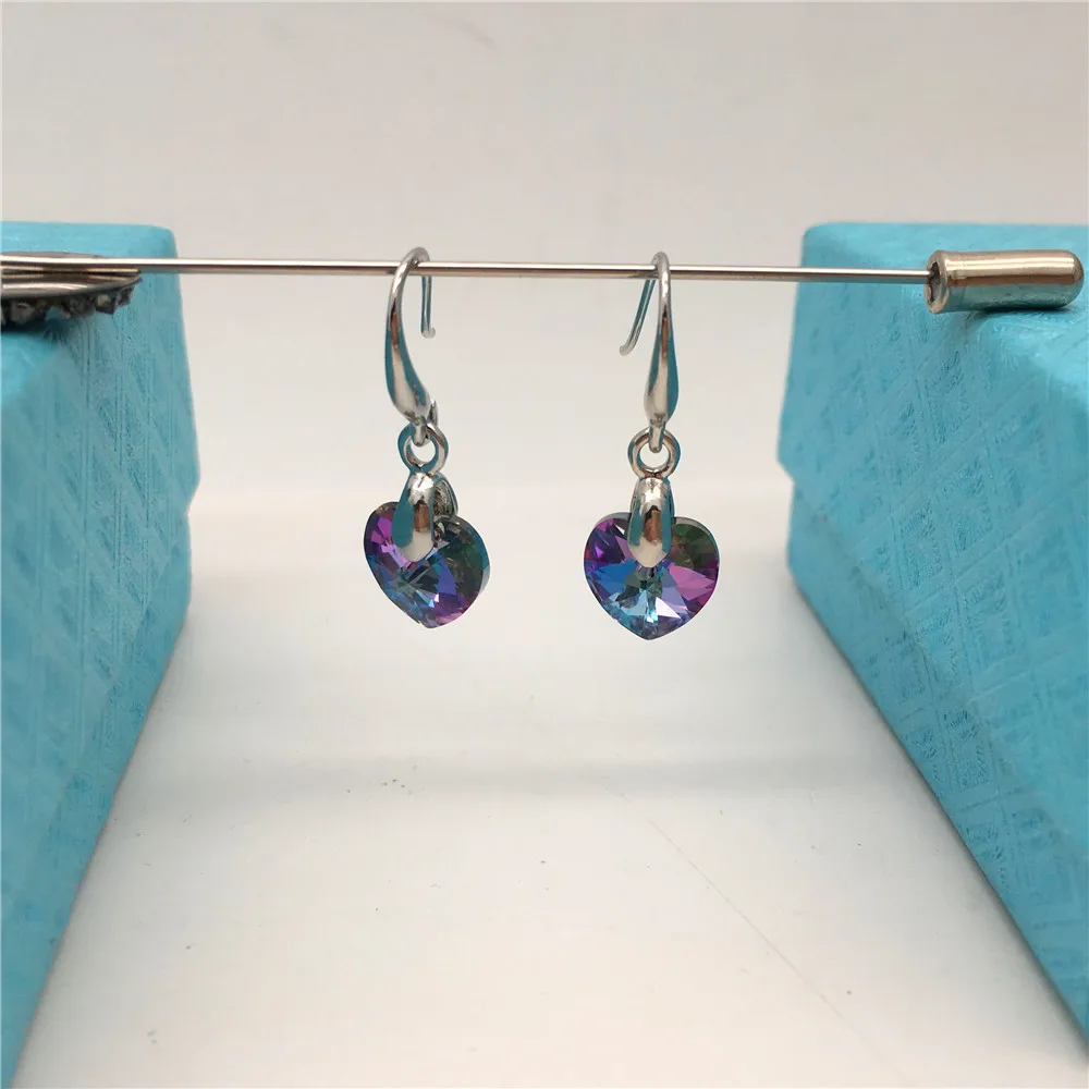 Swarovski crystal heart earrings-VL