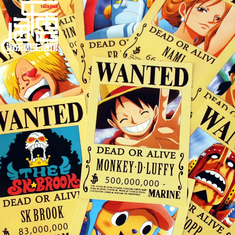 9 21x14 5cm New One Piece Wanted Poster Anime Around Poster Wall Sticker Stickers Stickers Stickers Wall Stickersanime Sticker Aliexpress