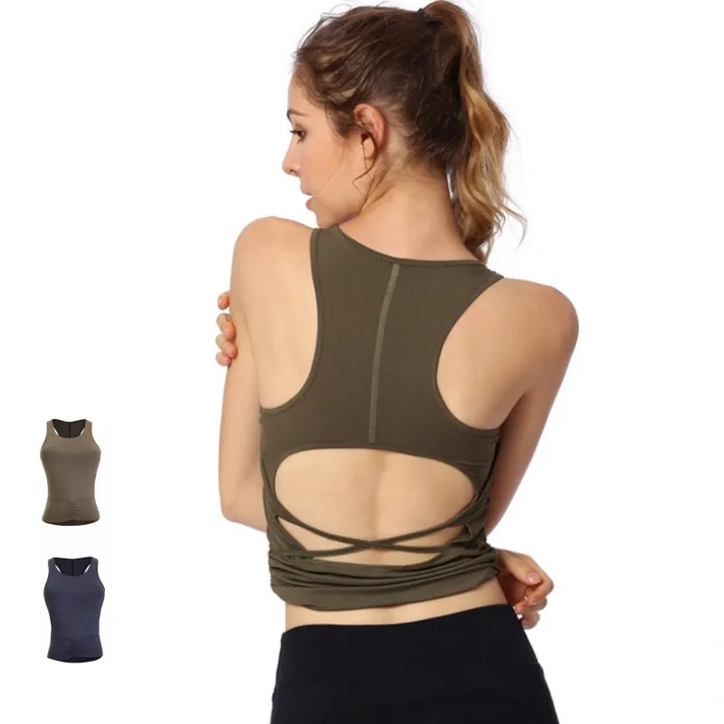 

Women Yoga Shirts Backless Pad Yoga Vest Crop Top Tank Top Running Jogging Casual Fitness Gym Workout Athletic Shirt Sweatshirts