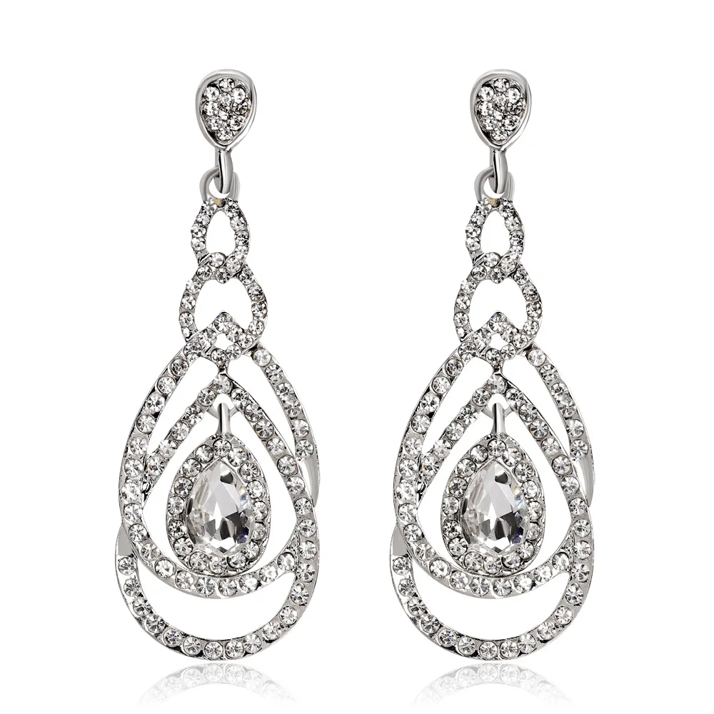 

long pendant crystal earrings pierced earrings