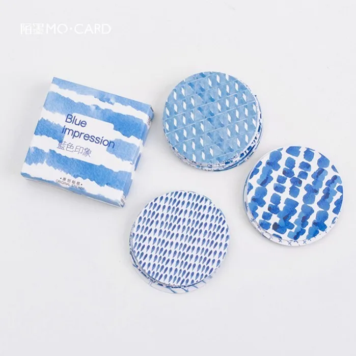

45PCS/box New Creative Blue Impression Paper Lable Stickers Crafts And Scrapbooking Decorative Lifelog Sticker Cute Stationery