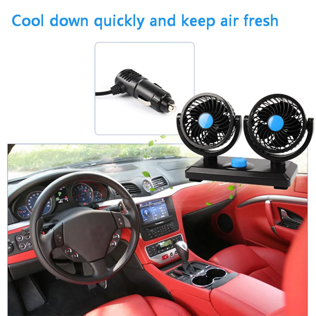 

Car Accessories 12V Electric Car Fan 360 Degree Rotatable 2 Speed Dual Head Auto Cooling Electric fan Auto Interior Accessories