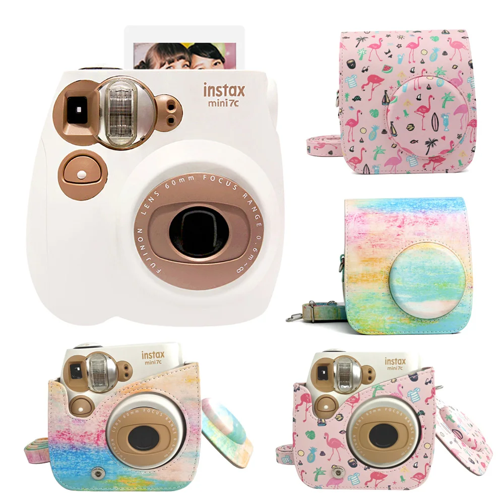 Новая камера Fujifilm Instax Mini 7C для мгновенной фотосъемки, камера для фотосъемки с плечевым ремнем, защитный чехол