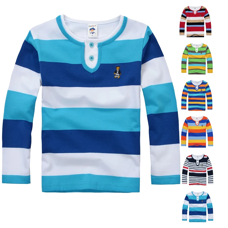 High Quality Boys T font b shirts b font Long Sleeve Children Sweaters Stripe Pattern Baby