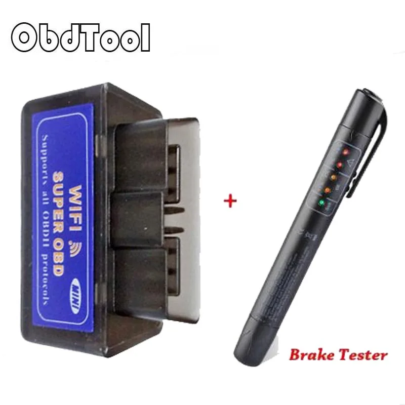 

OBDTOOL Elm327 V1.5 WIFI OBD2 Code Reader ELM 327 OBDII V1.5 Diagnostic Tool Brake Fluid Tester Pen Android/IOS Car Scanner