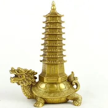 

Pure copper dragon turtle nine layers wenchang tower fortune small place