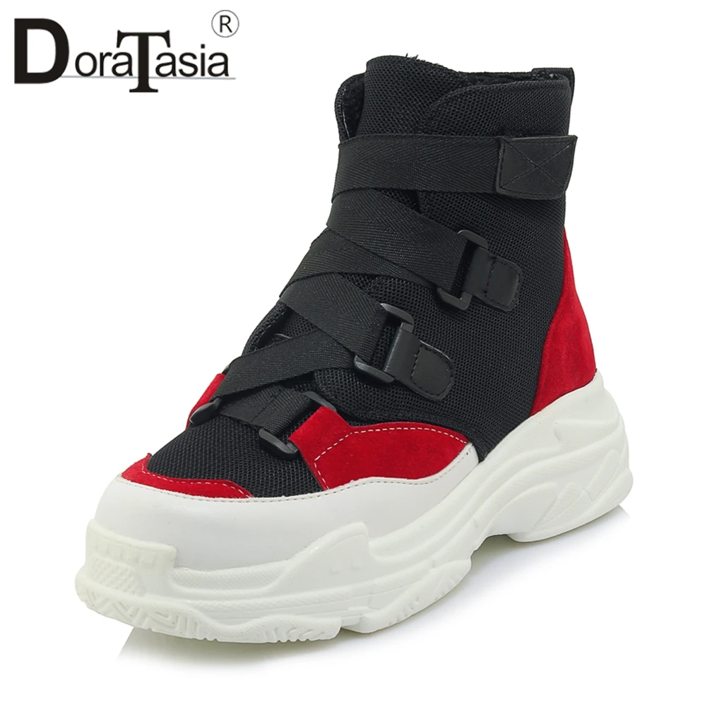 

DORATASIA 2019 Winter Plus Size 29-46 INS Dad Sneakers Shoes Woman Fashion mixed-color Platform Boots Women Casual Wedges Shoes