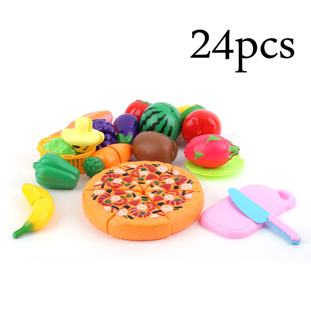 24 шт./компл. милые детские ролевые игры с фрукты, пицца Еда игрушки Пластик детская Кухня домик игрушки Игрушки для раннего развития