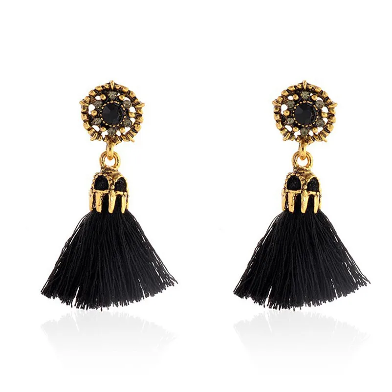 Dangle earrings long tassel Vintage Style Rhinestones Crystal Tassel Dangle Stud Earrings Fashion Vintage Jewelry Brincos J05#N (5)