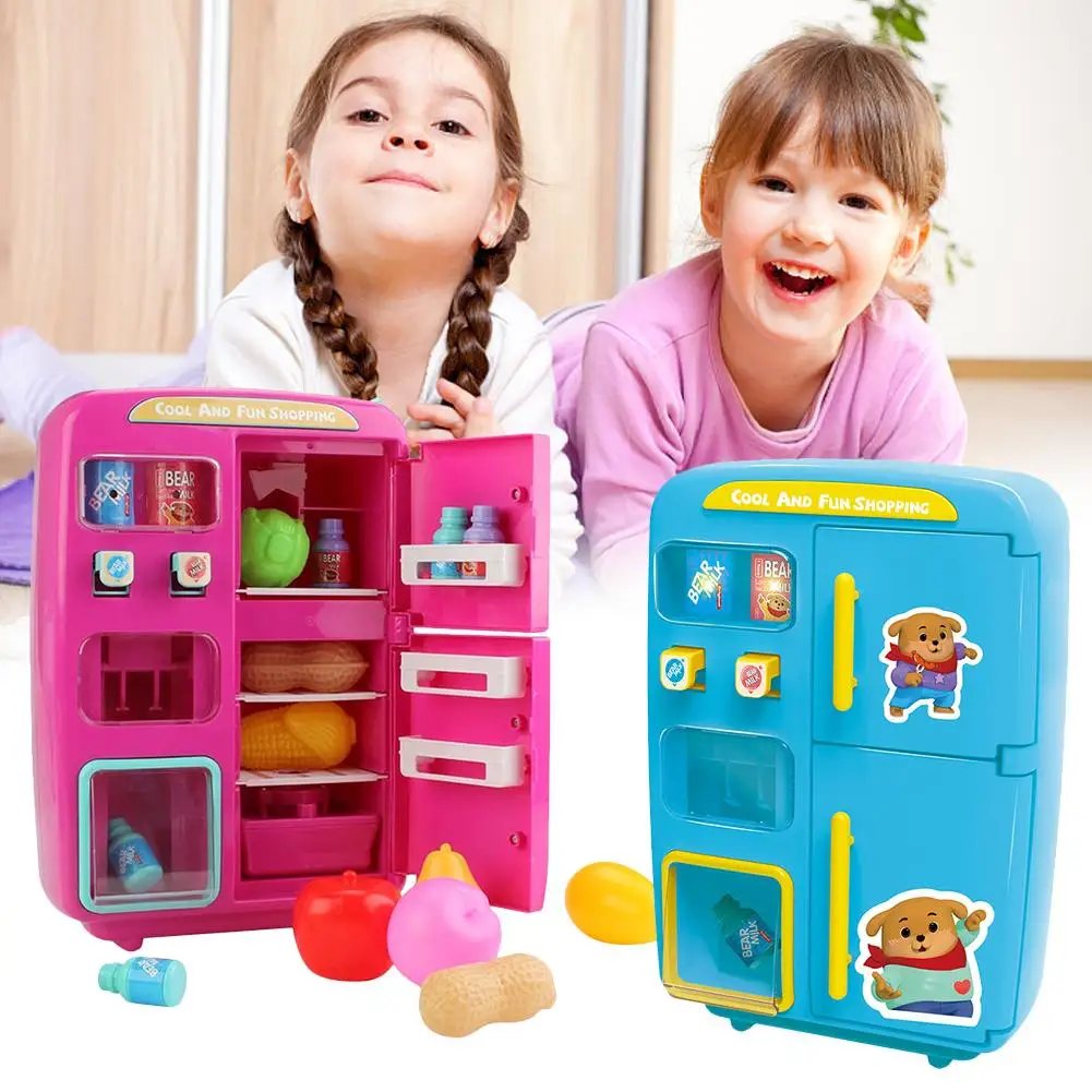 

Electric Simulation Double Refrigerator Vending Machine Play House Toy with Door Fog Function Lighting Ringing