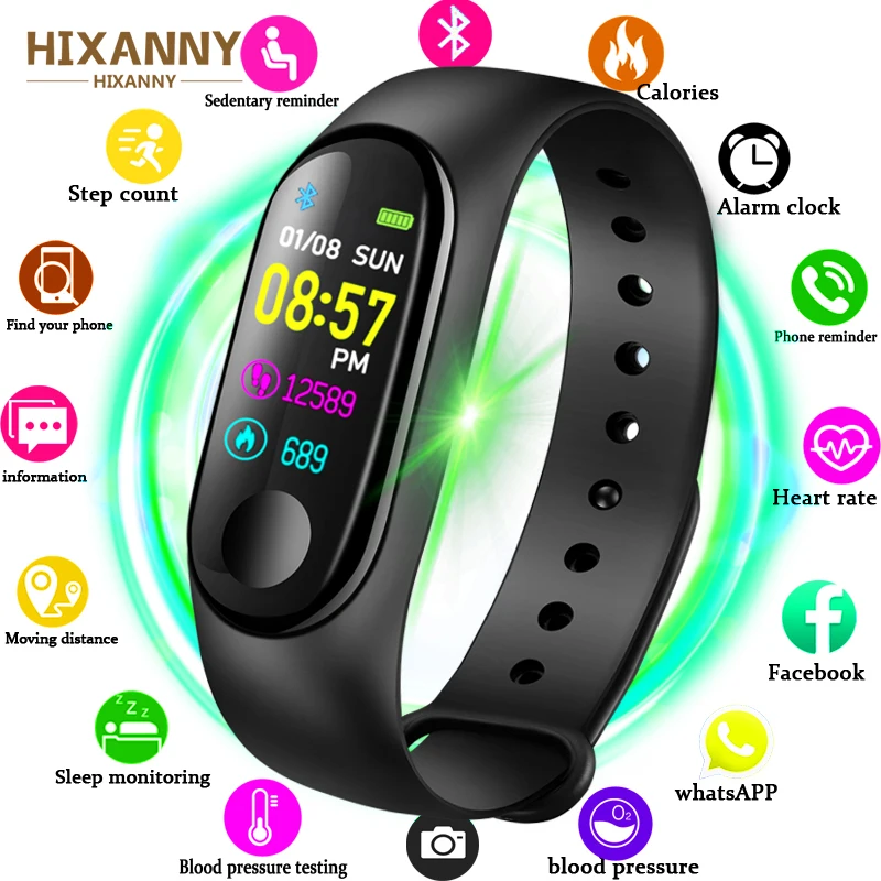 

Newest Men Smart Band Waterproof Fitness Tracker VS M3 Plus Smart Bracelet Blood Pressure Heart Rate Monitor PK Mi Band 3 A1 M2