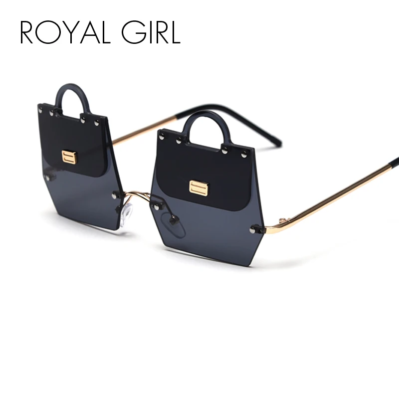

ROYAL GIRL Handbag Shape Fashion Vintage Sunglasses Female Pink Red Decoration Party Frameless Sun Glasses Women Gradient Ss736