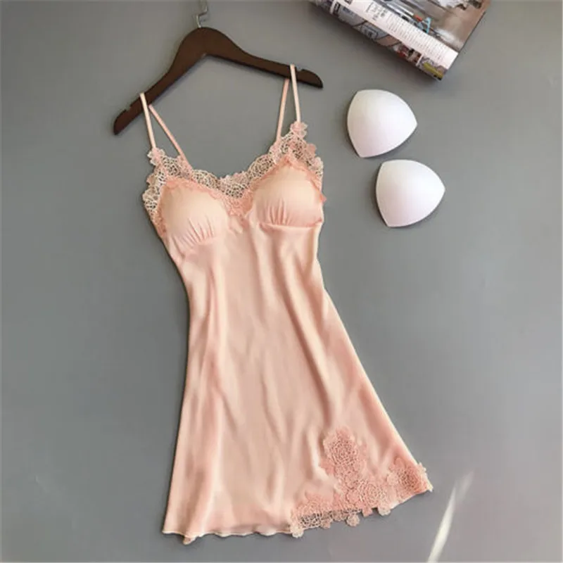 Women Sexy Lingerie Nightgown Solid Sleepwear Dress For Women Sexy Babydoll Lace Underwear Sleeveless Sling V-Neck Lingerie Lady