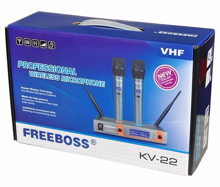 Freeboss KV-22 VHF 2 Handheld Wireless Microphone Dynamic Capsule Family Party Mixed Output Wireless Microphone