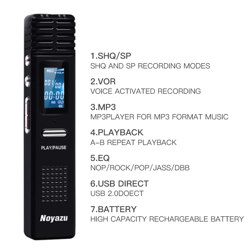 NOYAZU Original X1 Digital Audio Voice Recorder Long Time Recording 8G Professional dictaphone Mini MP3 Player gravador de voz 