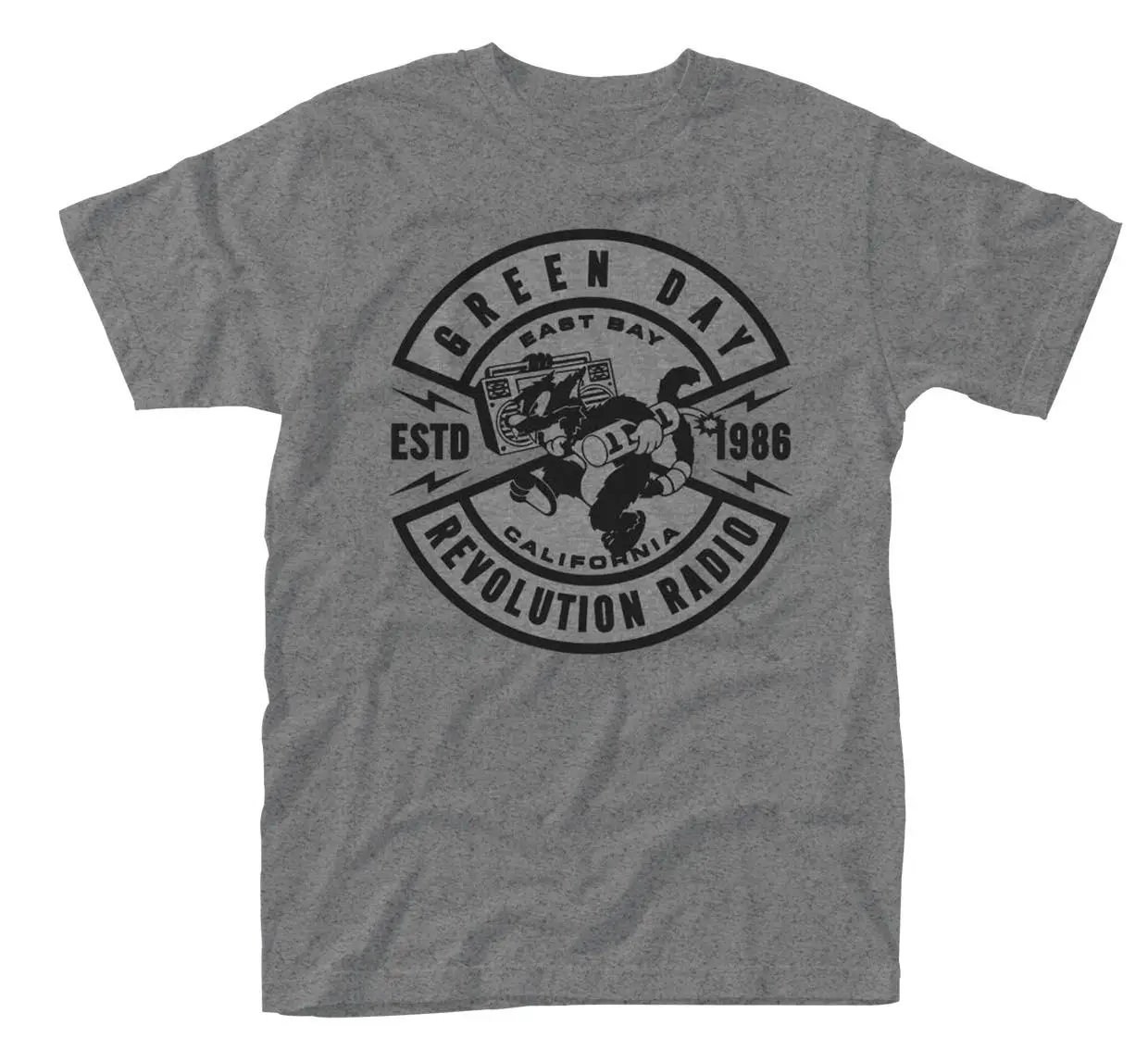 Green Day CAT CREST Grey T Shirt - New &amp Official Licensed 2019 Product Gift Print T-shirt Hip Hop Tee NEW ARRIVAL tees |
