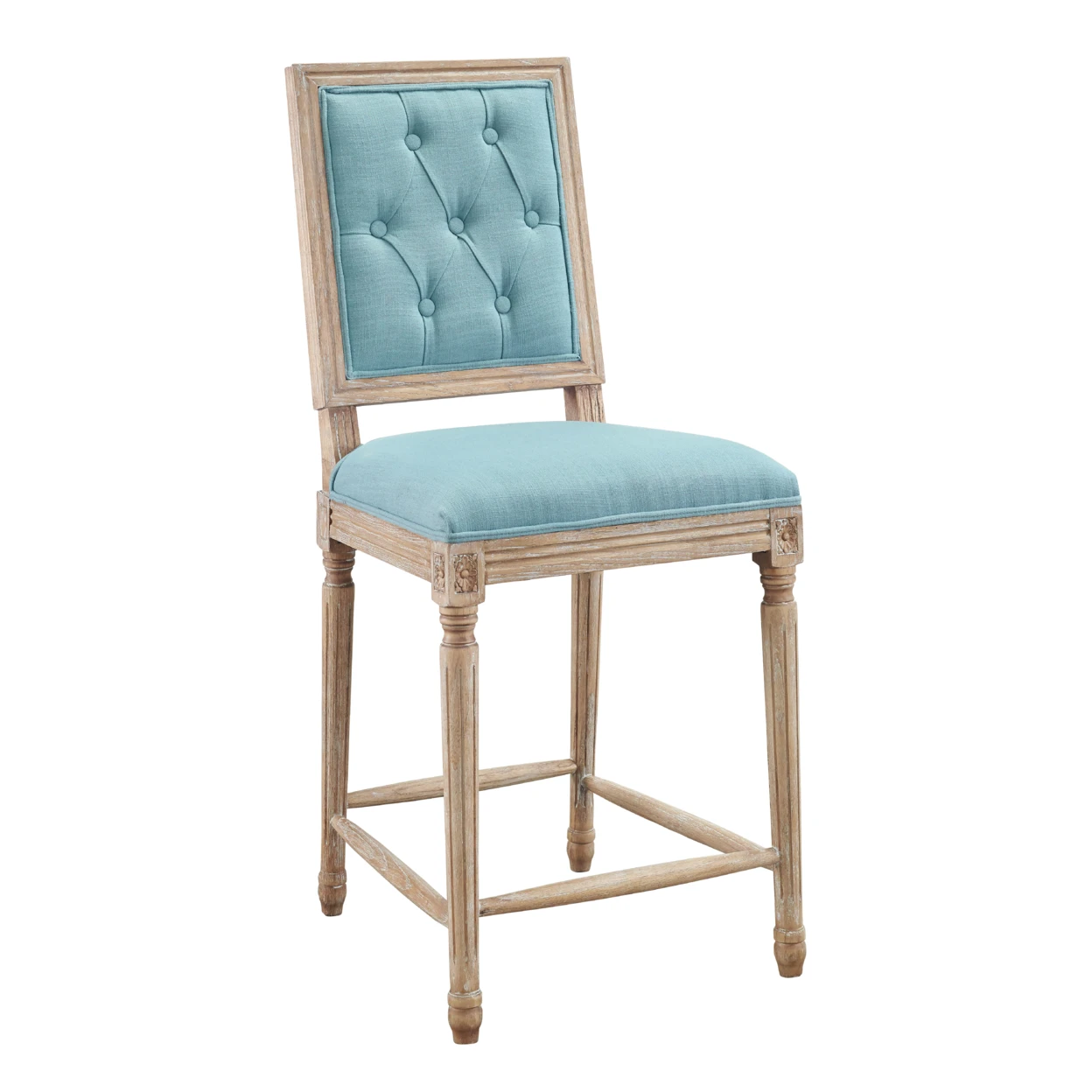 Avalon Blue Tufted Square Back Counter Stool