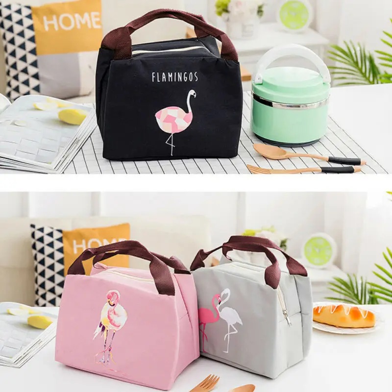 

NoEnName Cute Flamingo Portable Insulated Cooler Lunch Bag Picnic Storage Box For Work Men/Women Kids School Travel Picnic