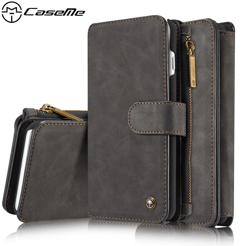 

For iPhone 7 Plus Case 7Plus 5.5 inch High Quality Leather Cases Zipper Wallet Card Multifunction Magnetic Back Cover Phone Bag