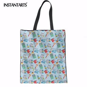 

INSTANTARTS Cleaners Printed Casual Brand Women's Shopping Bag Cartoon Female Travel Storage Shoulder Bags Cloth Girls Handbags