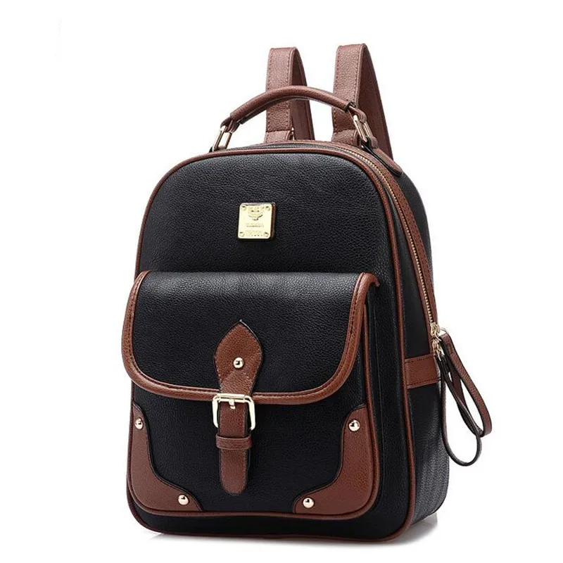 A93 High Quality Designer Brand Patchwork Women Backpacks Mochila Women s PU Leather Backpack Travel bag