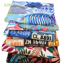 Chainho, 6 шт./лот, хлопковая холщовая ткань, ткань ручной работы для дивана, сумки для штор, материал для украшения дома, глубоководные рыбы и номерной знак