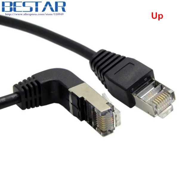 

0.5m 1m 2m 3m 5m Elbow Up Angled Cat5e 8P8C STP Cat5 Cat 5e RJ45 Lan Ethernet Network Patch Cord to Straight Cable Angle RJ 45