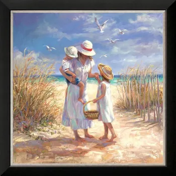 

46-46-Needlework Craft Home decor French DMC Quality Counted Cross Stitch Kit Set DIY Oil painting 14 ct Mother's Day Beach