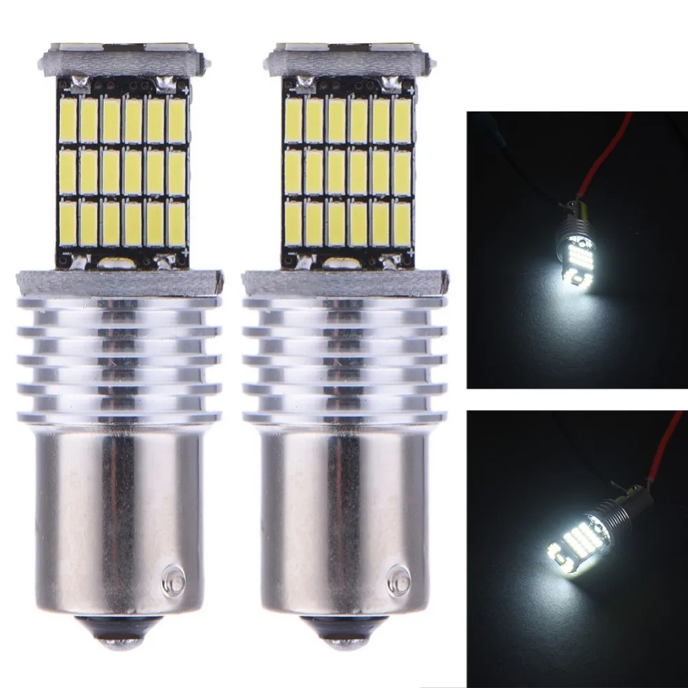 

1 Pair 1156 45SMD White Car LED Brake Lights Turn signal Light Parking Bulb Reverse Lights With Resistor P21W  BA15S  DC10-14V