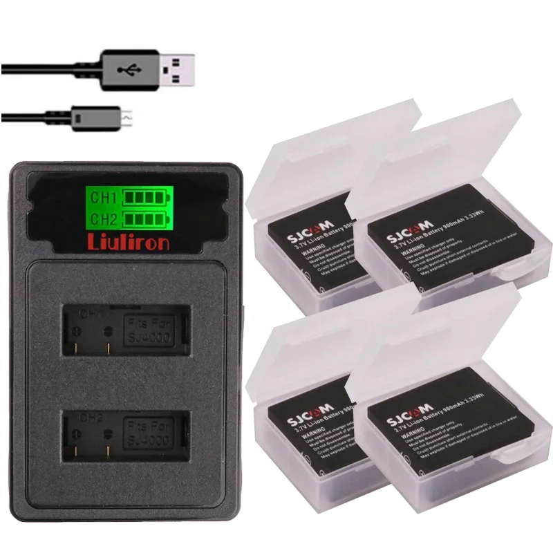 

SJCAM Sj4000 Battery +TYPE-C LCD Charger for SJCAM SJ4000 SJ5000 SJ6000 SJ8000 EKEN 4K H8 H9 GIT-LB101 GIT PG900 1050 SJ M10