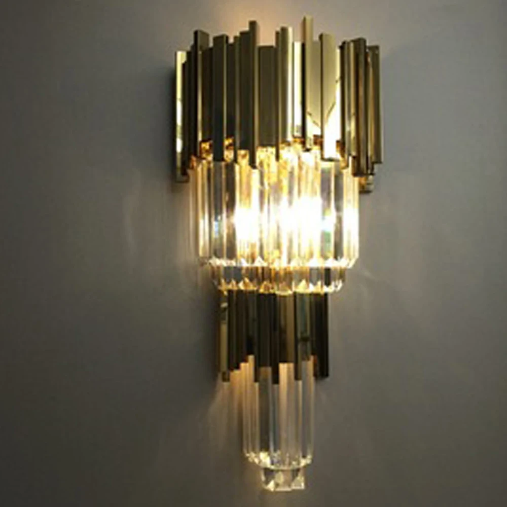 Высокого качества с украшением в виде кристаллов настенный светильник современный золото Бра фонари AC110V 220 V блеск гостиная спальня потолочные светильники