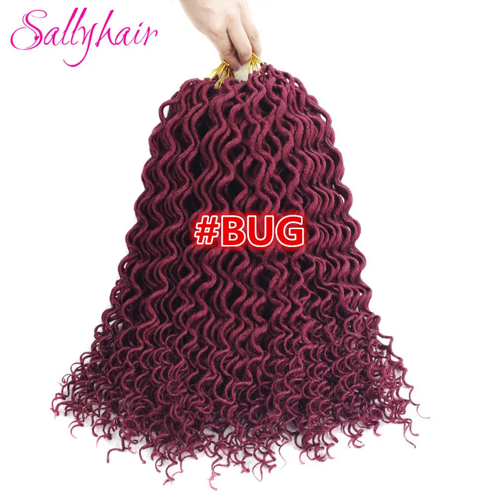 Sallyhair 24 18 дюймов американского африканского Faux locs CURLY, на крючках, косички, чёрный; коричневый синтетические косички, волосы для наращивания на самых лучших брендов - Цвет: # Бордовый