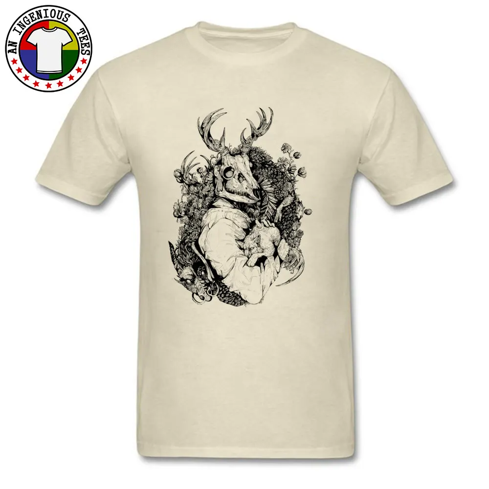 Stag Dragon T-Shirt for Men Geek Fall Tops & Tees Short Sleeve Retro Casual Tee Shirts O Neck Pure Cotton Free Shipping Stag Dragon beige