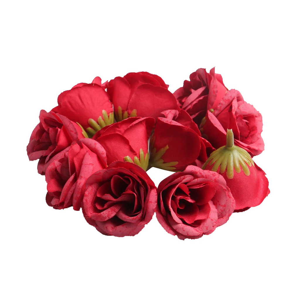 New Hot Sale 10pcs Decorative Artificial Silk Rose Flower Head for Wedding Party Home Decor Photo Albums DIY Hats Clothes Favors