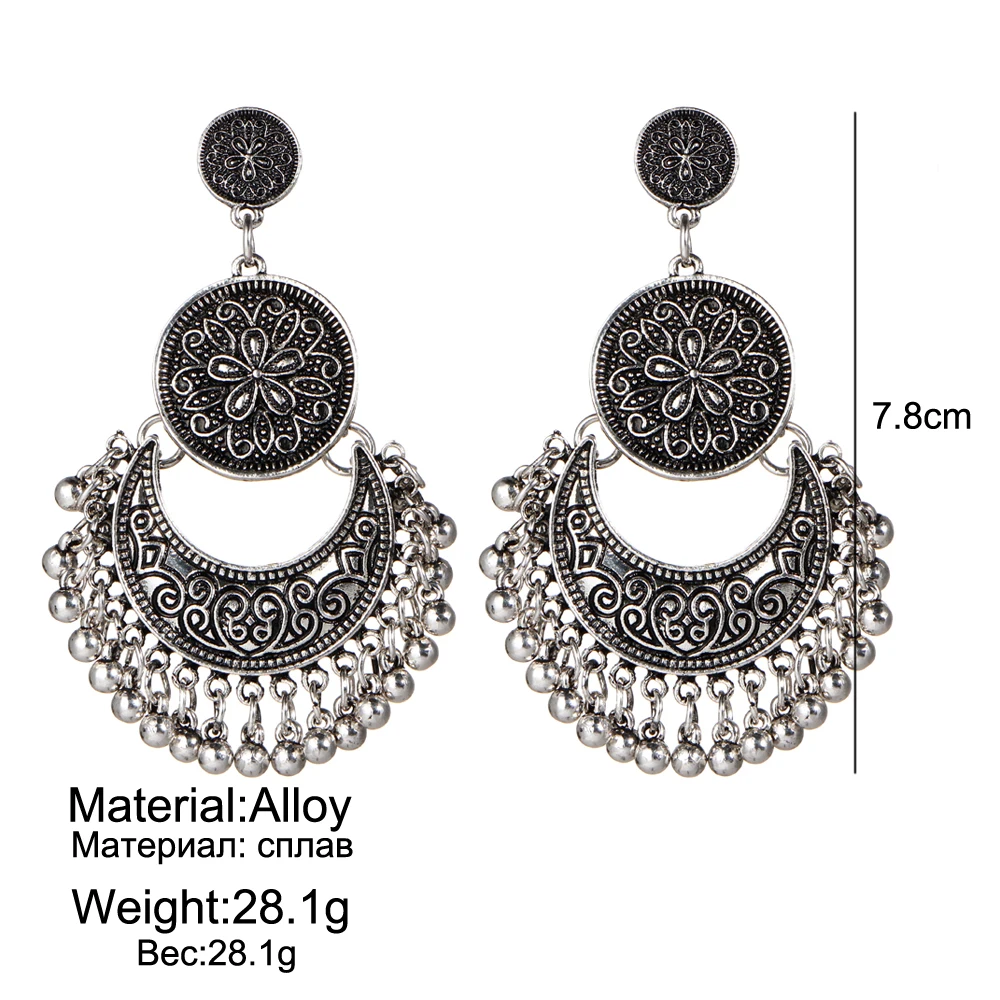 Vintage Big Flower Drop Earrings For Women 2018 Beads Tassel Peandant Ethnic Jewelry Punk Beads Earring Party boucle d'oreille